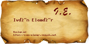 Iván Elemér névjegykártya